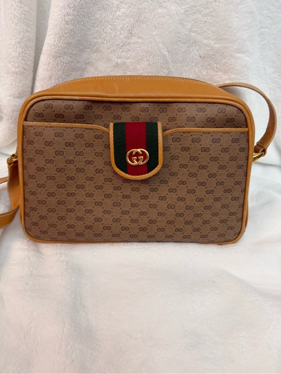 Gucci Handbags - Gucci Brown GG Canvas Crossbody with Red and Green Web